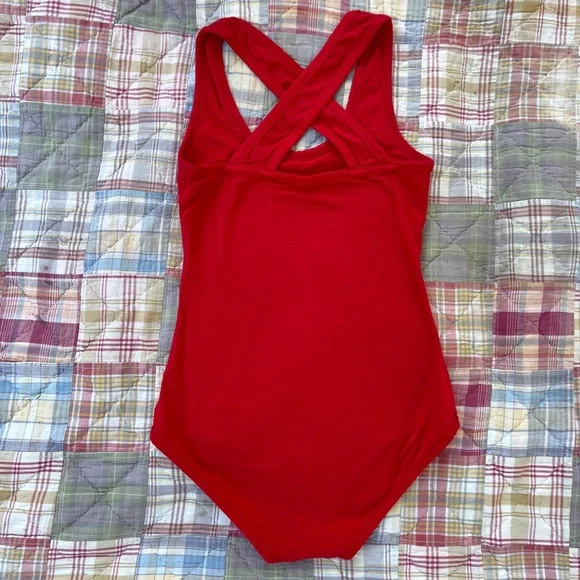 RARE ARQ Cherry Red Organic Cotton Womens One Piece Bodysuit made in usa - Picture 3 of 3